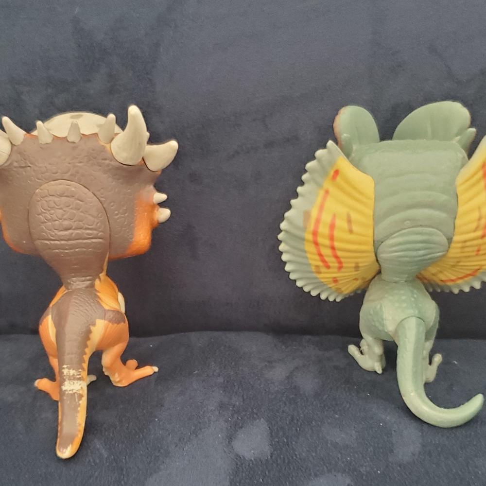 2 Funko POPs, NWOB 4" Fallen Kingdom Dilophosaurus & Stygimoloch Figurines - Picture 3 of 5